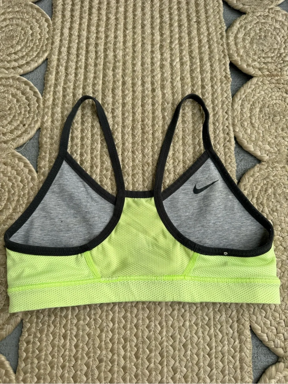 Nike Reversible Gray Neon Yellow Green Sports Bra Size XS